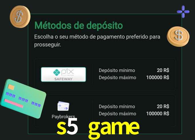 O cassino s5 game oferece uma grande variedade de métodos de pagamento